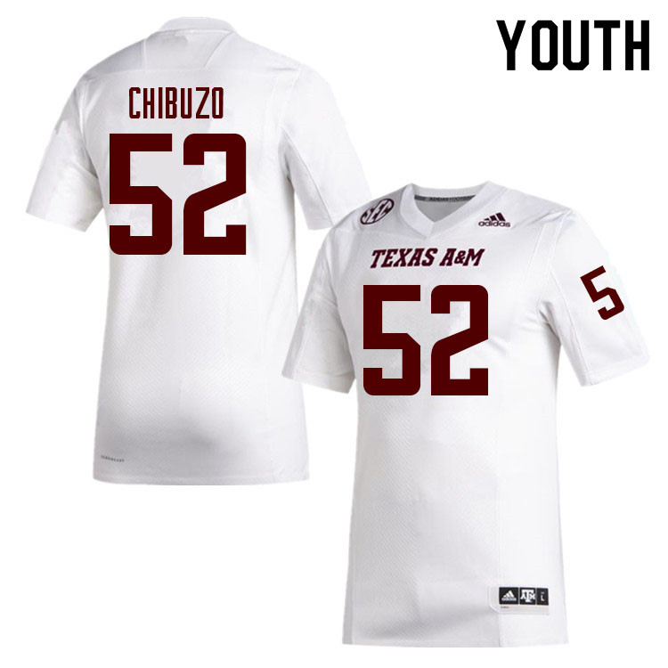 Youth #52 Smart Chibuzo Texas A&M Aggies College Football Jerseys Sale-White - Click Image to Close